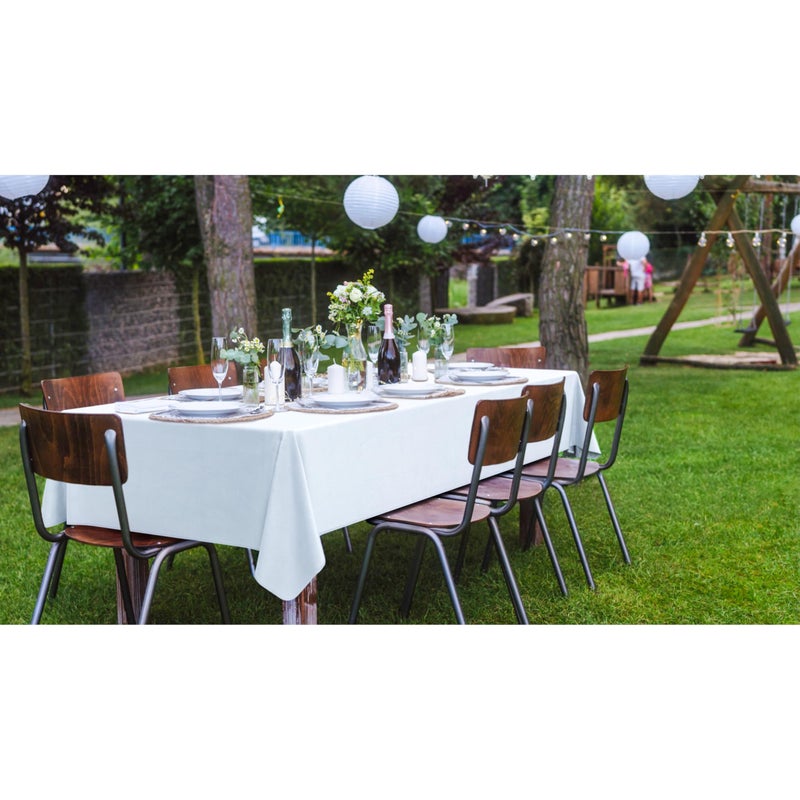 Exquisite White Vinyl Tablecloths - 54 in. x 70 in. - Pack of 1 Rectangle Tablecloth with Flannel Backing - Plastic, Reusable & Waterproof - Image 3